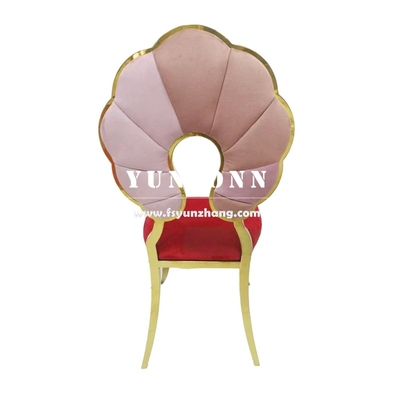 Moda Decoración de la espalda de la calabaza Eventos Fiestas Alquiler de muebles de acero inoxidable oro Banquete silla de comedor para hotel restaurante