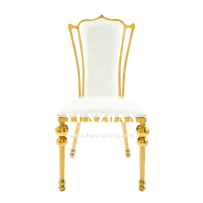 Hotel Restaurante Oro Trono de lujo Silla de recepción de bodas silla de banquete de acero inoxidable dorado