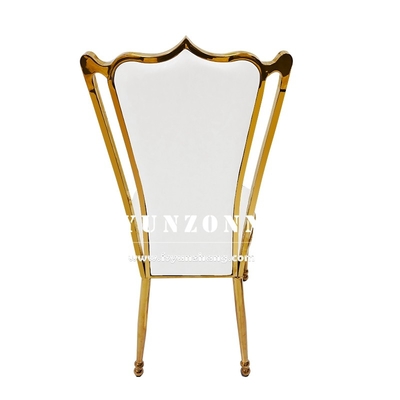 Hotel Restaurante Oro Trono de lujo Silla de recepción de bodas silla de banquete de acero inoxidable dorado