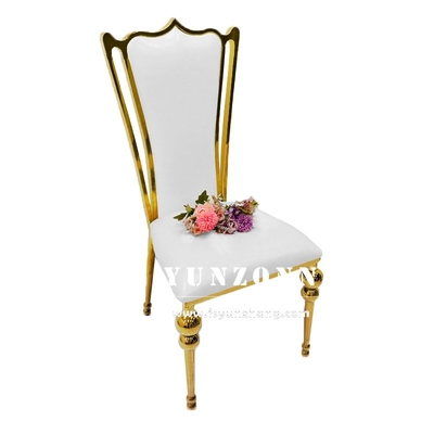 Hotel Restaurante Oro Trono de lujo Silla de recepción de bodas silla de banquete de acero inoxidable dorado