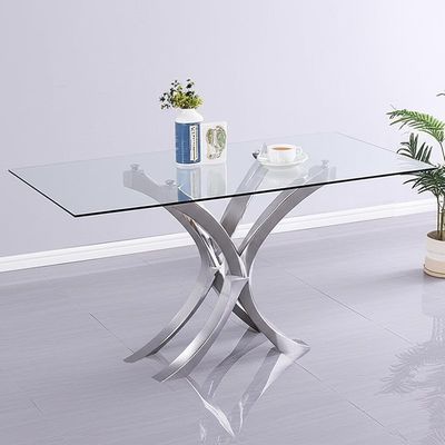 Mesa de comedor superior de cristal contemporánea 201ss para la casa y el hotel