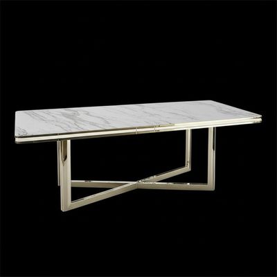 Tabla del comedor del mármol del metal con forma rectangular de la artesanía
