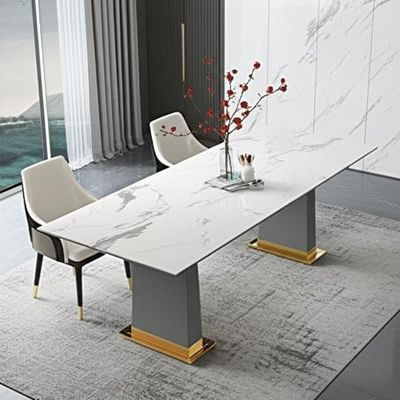 Mármol material superior moderno de lujo de acero inoxidable de mesas de comedor
