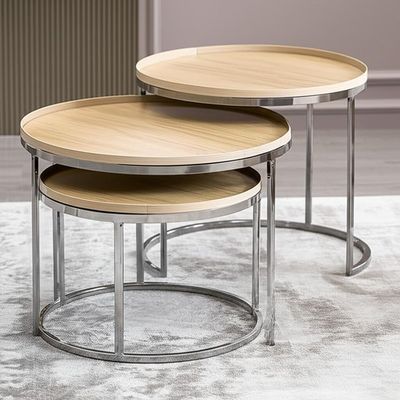 Muebles de interior Mesa de café de acero inoxidable redonda