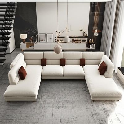 Luz nórdica moderna Sofa Living Room seccional de lujo Sofa Set Beige en forma de L