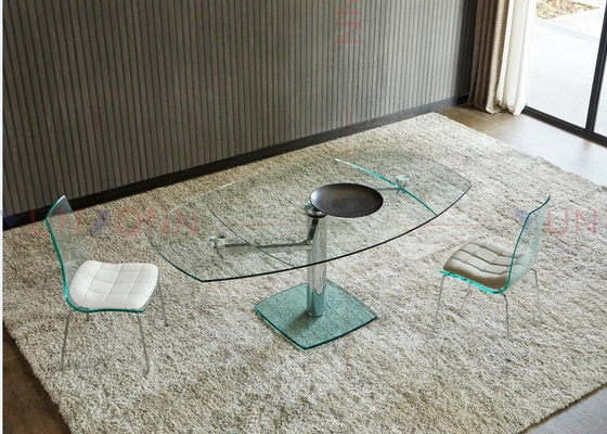 Mesa de comedor multifuncional flexible extensible con el top del vidrio de dos hojas