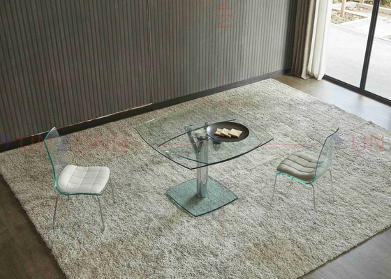 Mesa de comedor multifuncional flexible extensible con el top del vidrio de dos hojas