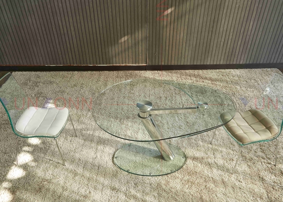 Mesa de comedor multifuncional flexible extensible con el top del vidrio de dos hojas