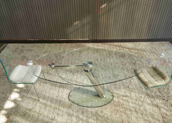 Mesa de comedor multifuncional flexible extensible con el top del vidrio de dos hojas