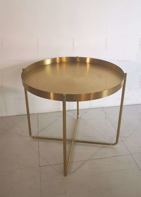Acero inoxidable de la mesa de centro D60xH50cm 201 laterales de oro de la tabla de té del metal