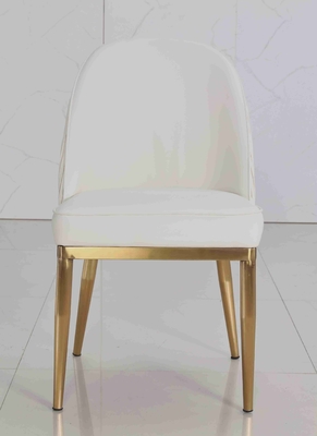 La tela blanca del terciopelo rellenó el marco de acero inoxidable del oro simple de la serie de las sillas del comedor