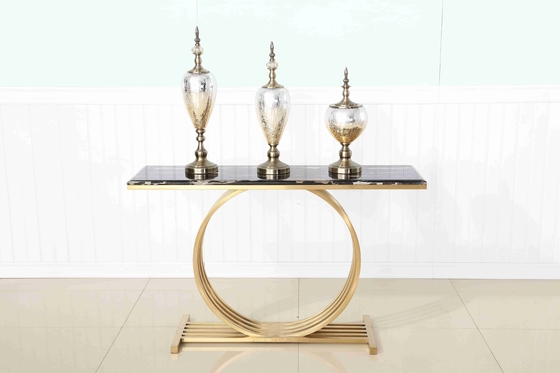 Tabla de consola de acero inoxidable superior de mármol de lujo de la sala de estar de la esquina del vestíbulo de la base decorativa