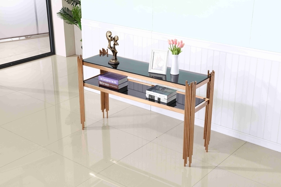 Tabla de consola de acero inoxidable superior de mármol de lujo de la sala de estar de la esquina del vestíbulo de la base decorativa