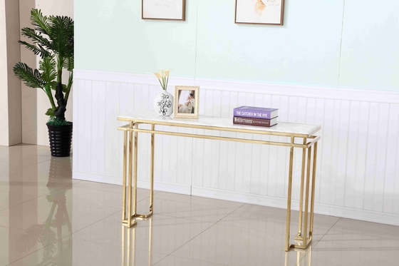 Tabla de consola de acero inoxidable superior de mármol de lujo de la sala de estar de la esquina del vestíbulo de la base decorativa