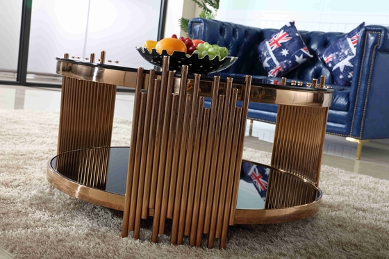 La mesa de centro elegante de lujo moderna de la ronda del oro de la tabla de té fijó los muebles de la sala de estar