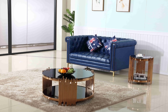 La mesa de centro elegante de lujo moderna de la ronda del oro de la tabla de té fijó los muebles de la sala de estar