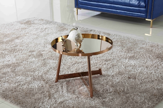 Mesa de centro brillante de acero inoxidable interior alrededor de Rose Gold Living Room Furniture