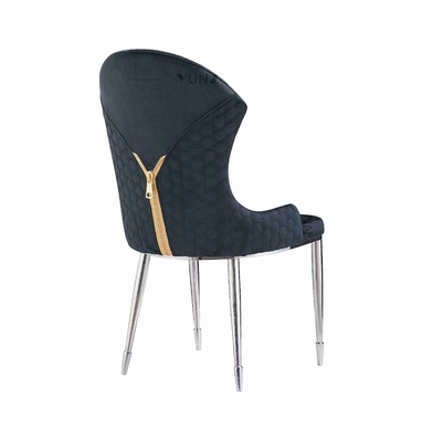 Silla de comedor de acero inoxidable de estilo barroco moderno pulido