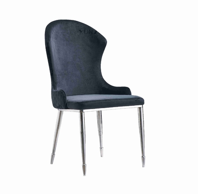 Silla de comedor de acero inoxidable de estilo barroco moderno pulido