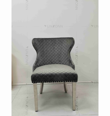 Gray Power Lion Buttoned Back que cenaba la silla rellenó las piernas de acero inoxidables de plata de las sillas del comedor