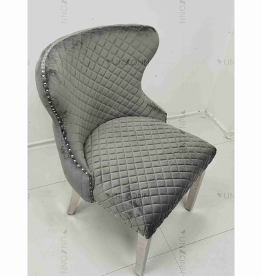 Gray Power Lion Buttoned Back que cenaba la silla rellenó las piernas de acero inoxidables de plata de las sillas del comedor