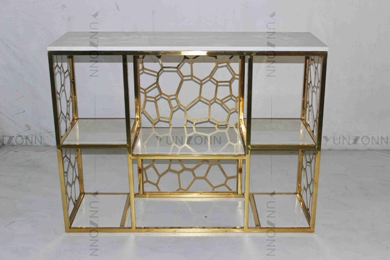 El modelo hueco de la salida que talla los gabinetes de almacenamiento del diseño vetea la estantería plateada oro