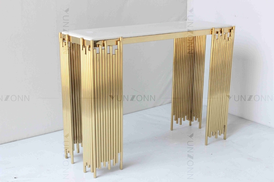 Muebles de lujo blancos y del oro modernos tubulares de consola de la tabla de pared del gabinete del estante
