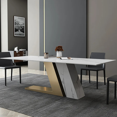 Familia rectangular simple multifuncional sinterizada de lujo ligera moderna de la silla de mesa de comedor de la piedra pequeña
