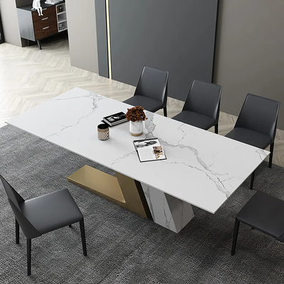 Familia rectangular simple multifuncional sinterizada de lujo ligera moderna de la silla de mesa de comedor de la piedra pequeña