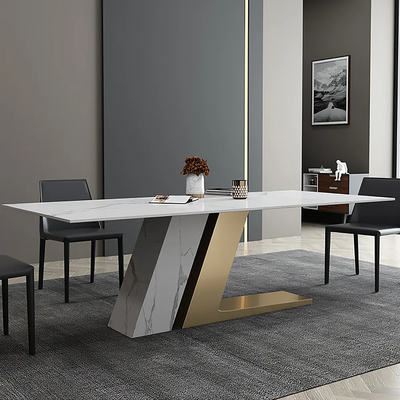 Familia rectangular simple multifuncional sinterizada de lujo ligera moderna de la silla de mesa de comedor de la piedra pequeña