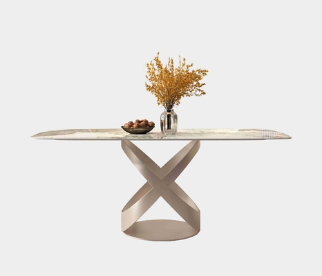 La silla de mesa de comedor contemporánea de lujo fija con X la base inoxidable de Teel