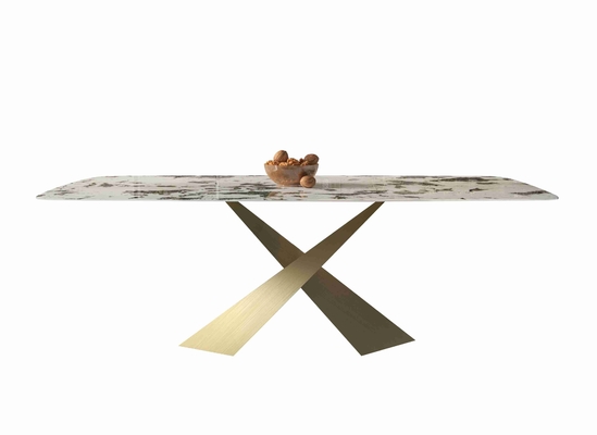 La pequeña silla de mesa de comedor del apartamento del tablero brillante de la roca fija el sistema de bronce de lujo del comedor de la luz moderna nórdica