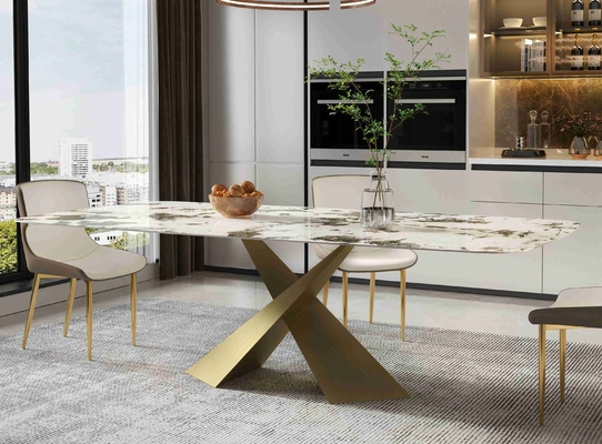 La pequeña silla de mesa de comedor del apartamento del tablero brillante de la roca fija el sistema de bronce de lujo del comedor de la luz moderna nórdica