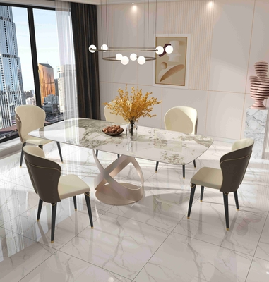 La silla de mesa de comedor contemporánea de lujo fija con X la base inoxidable de Teel
