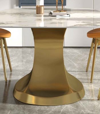 201 sala de estar baja formada seater de lujo de acero inoxidable de la mesa de comedor 6 de la colección del oro