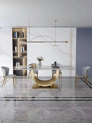 La silla de mesa de comedor rectangular moderna fija el sistema de cena superior de mármol nórdico