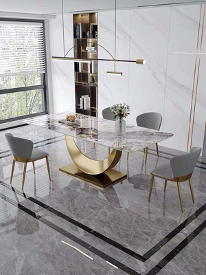 La silla de mesa de comedor rectangular moderna fija el sistema de cena superior de mármol nórdico