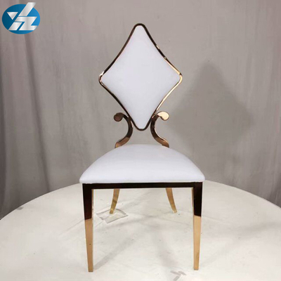 Blanco de lujo del OEM de 50X55X107 SS Diamond Wedding Golden Dining Chair