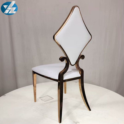 Blanco de lujo del OEM de 50X55X107 SS Diamond Wedding Golden Dining Chair