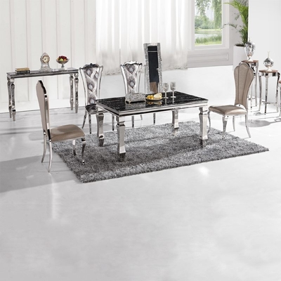 Plata prismática de los muebles del hogar de Seaters de la pierna 8 de la tabla de las mesas de comedor modernas de lujo de mármol