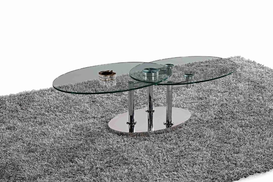 La mesa de comedor oval de cristal moderna plegable moderó el marco de acero inoxidable de cristal L200xW100xH75cm