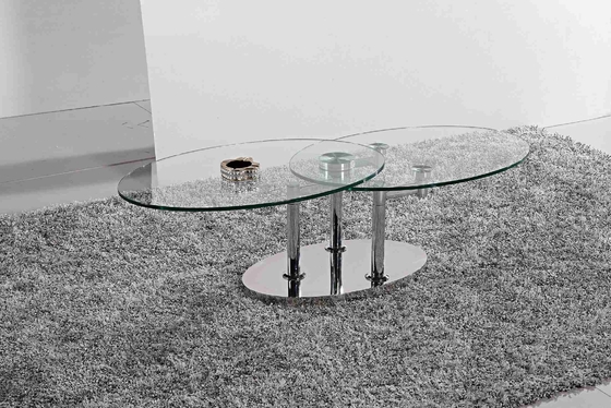 La mesa de comedor oval de cristal moderna plegable moderó el marco de acero inoxidable de cristal L200xW100xH75cm