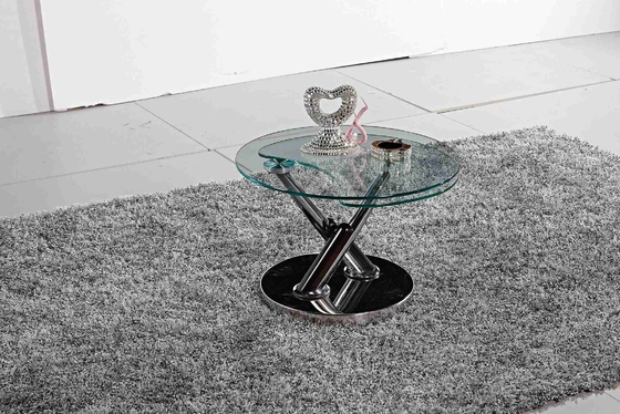Tabla lateral con base metálica del cuadro de té de la sobremesa X elegante de cristal redondo pequeña