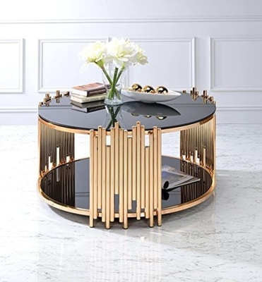 Mesa de centro superior de cristal de mármol de la ronda del oro con la huelga Deisgn del almacenamiento