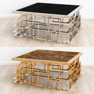 Mesa de centro superior de cristal de mármol de la ronda del oro con la huelga Deisgn del almacenamiento