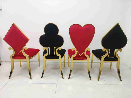 La silla roja del banquete de la boda del corazón del póker cubre los muebles del comedor con cuero del amortiguador del terciopelo