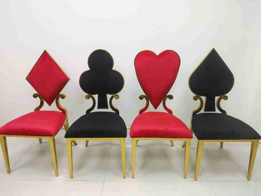 Banquete del corazón del póker que cena el marco de acero inoxidable del color del negro de la silla