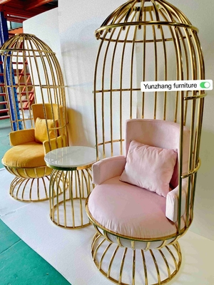 Acero inoxidable del metal del oro de la silla cómoda del Birdcage para el banquete del hotel