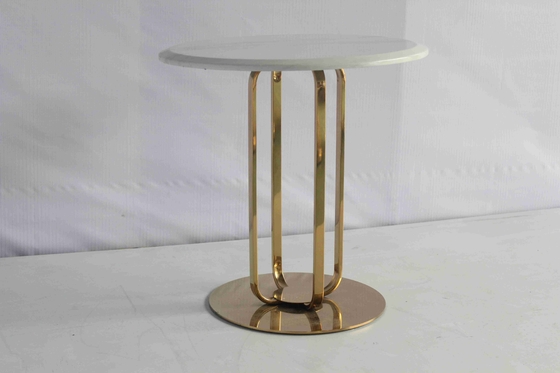 Tabla lateral elegante popular con uso de acero inoxidable de la familia del mármol del metal bajo