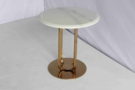 Tabla lateral elegante popular con uso de acero inoxidable de la familia del mármol del metal bajo